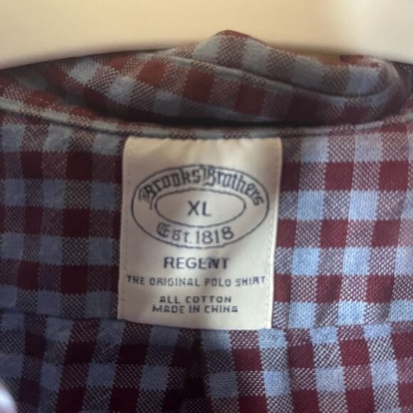 Brooks Brothers Mens Regent Size XL Button Down Preppy Cotton Burgundy Blue Soft - Picture 7 of 9